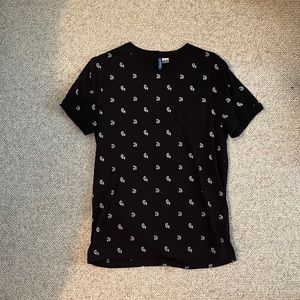 Black patterned T-Shirt from H and M. Size medium.